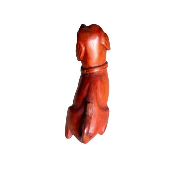 Vintage Boxwood Hand-Carved Japanese Netsuke Dogs - Sitting & Playful Poses - Picture 8 of 10